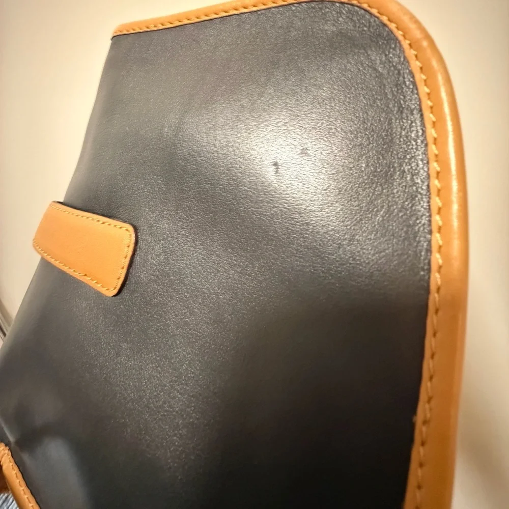 Celine Leather Crossbody Shoulder Bag Black with Tan Trim - Picture 10 of 13